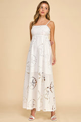 Maribel Broderie Lace Trim Maxi Dress