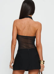 Dashay Sheer Halter Bodysuit Black