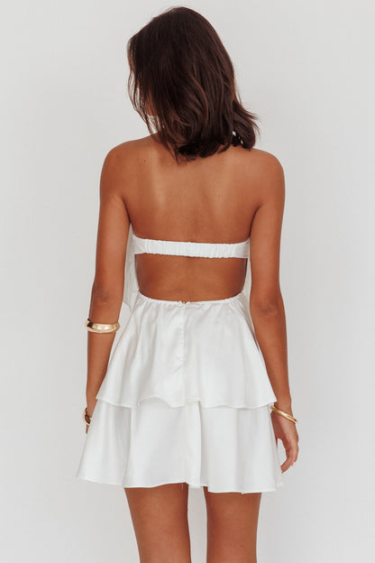 Behati Tiered Layer Strapless Dress White