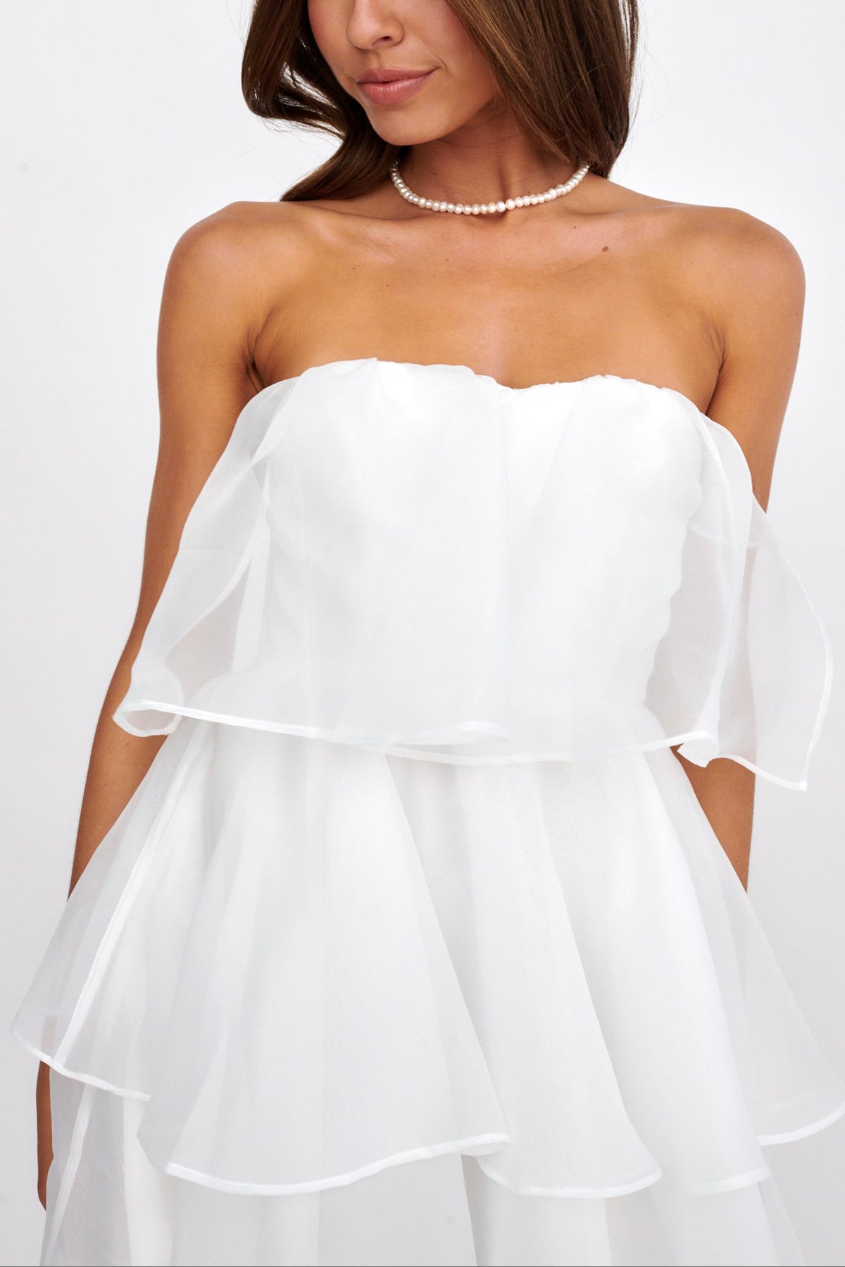 Behati Tiered Layer Mini Dress White
