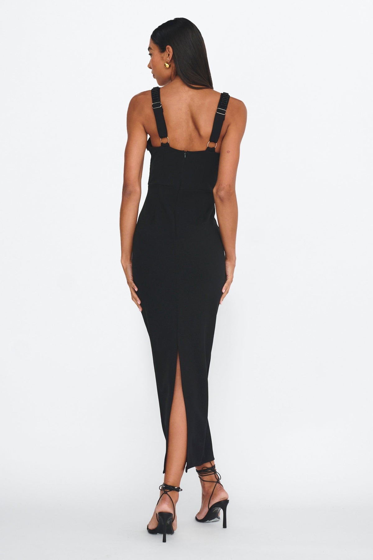 Emina Bead Trim Maxi Dress Black