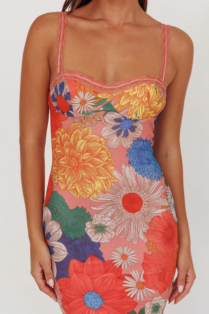 Girl Power Lace Strap Maxi Dress Orange