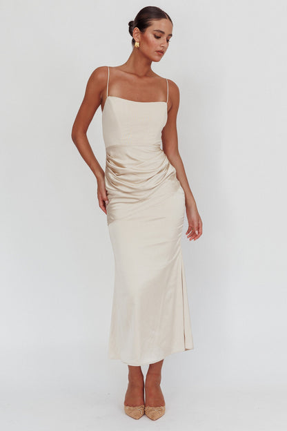 Morella Draped Waist Maxi Dress Champagne