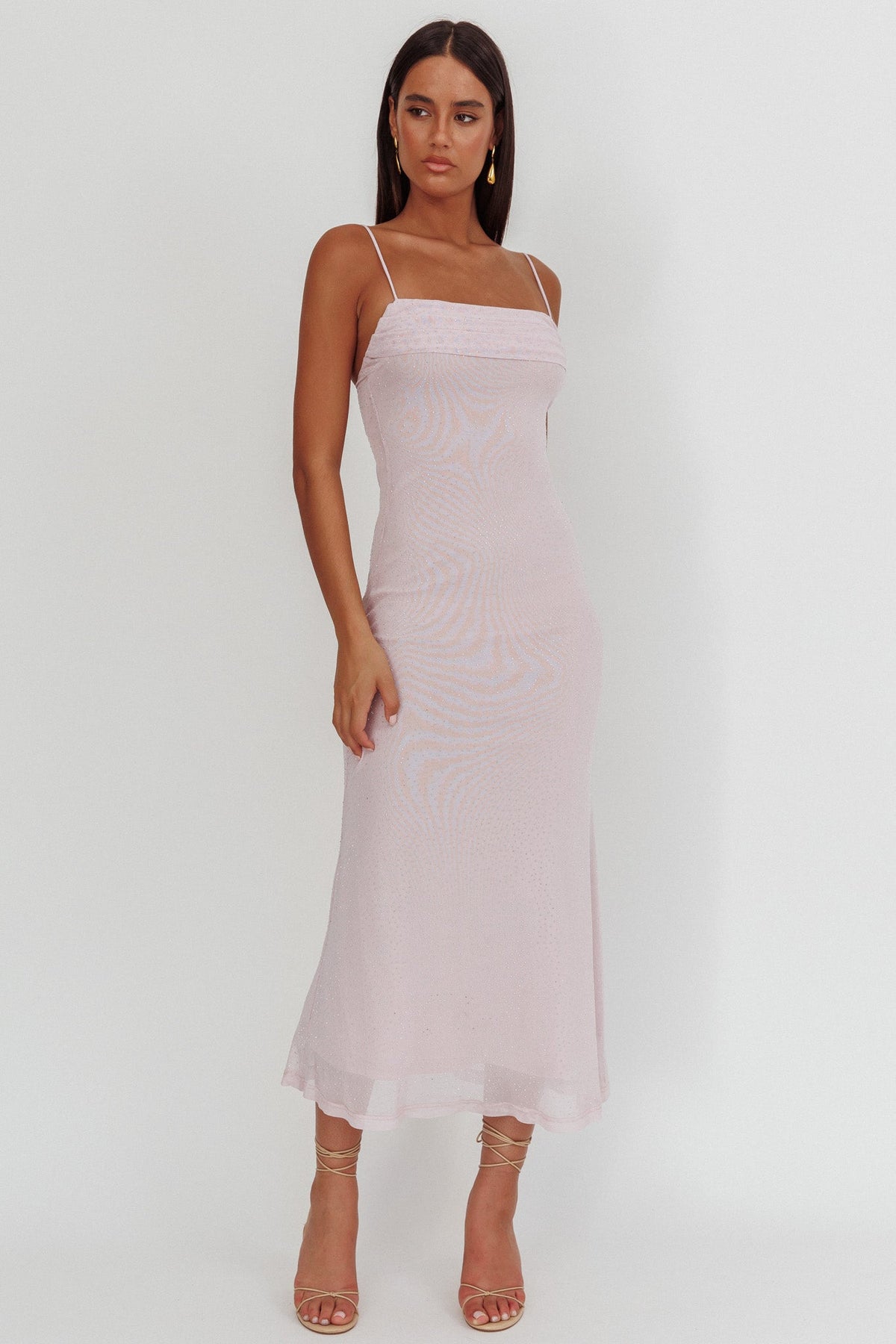 Days Ahead Rhinestone Overlay Maxi Dress Lilac