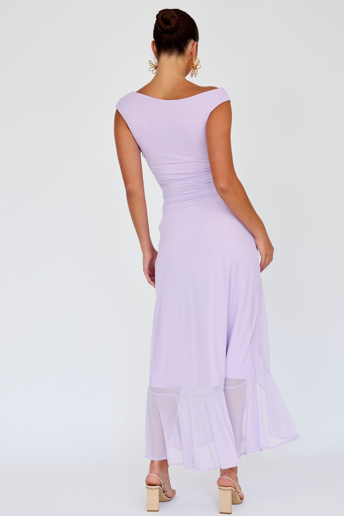 Moonlit Magic Asymmetric Neckline Maxi Dress Lilac