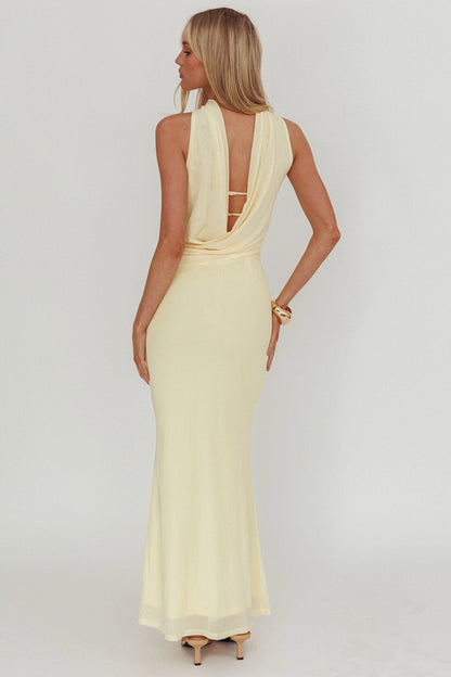 Truth Be Told Reverse Halter Maxi Dress Butter