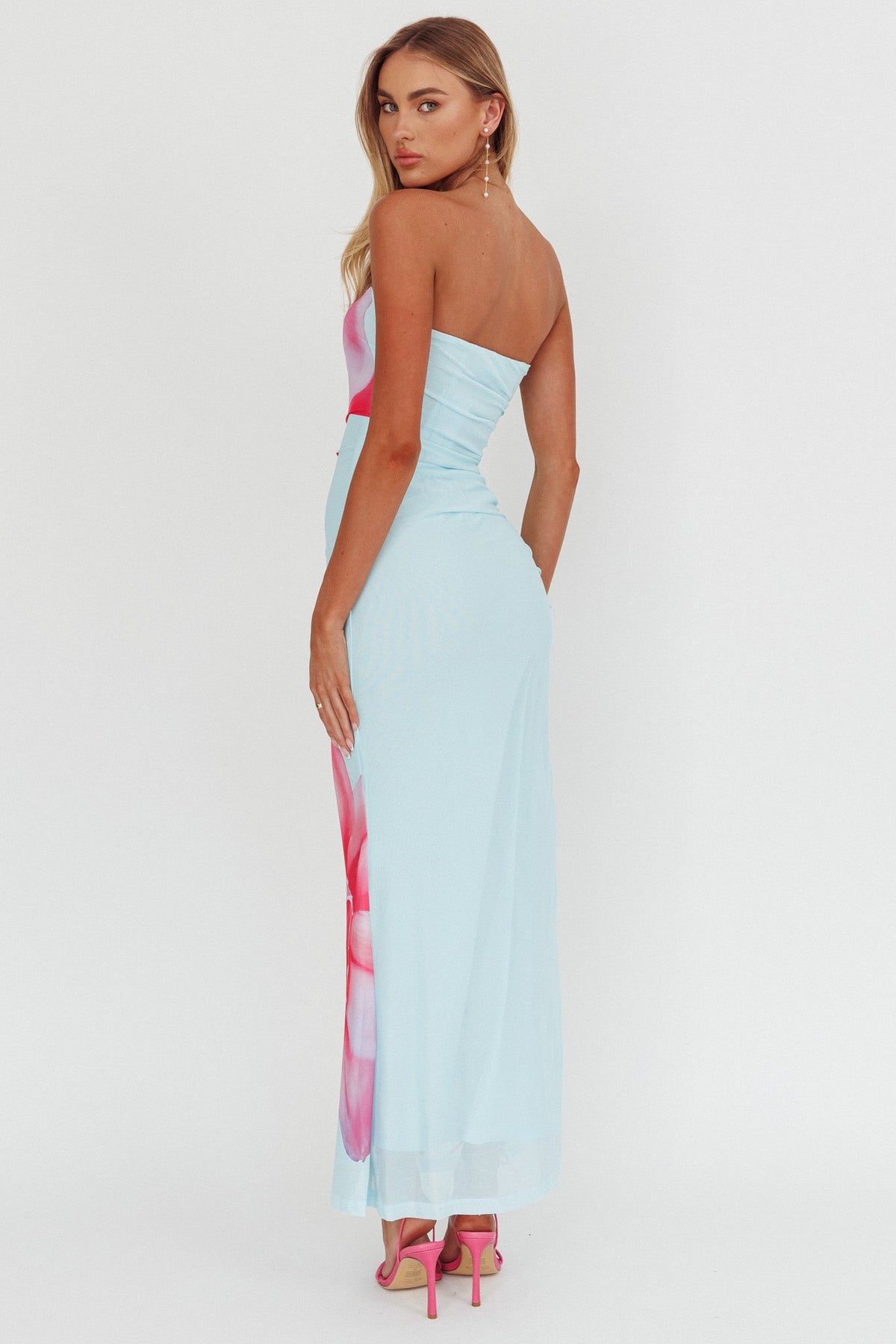Truth Be Told Strapless Maxi Dress Blue