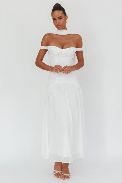 Kaycee Drop Waist Maxi Dress White