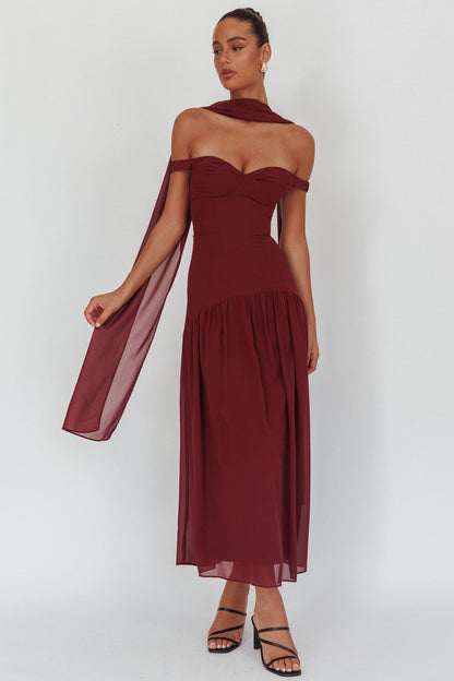 Kaycee Drop Waist Maxi Dress Wine