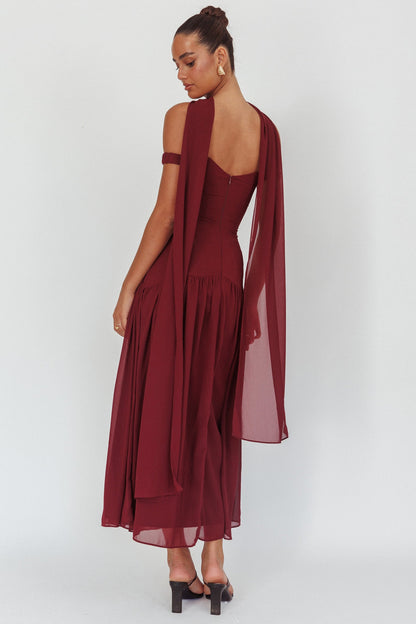 Kaycee Drop Waist Maxi Dress Wine