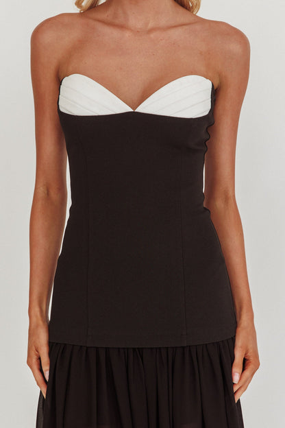 Unspoken Sweetheart Neckline Sheer Hem Maxi Dress Black