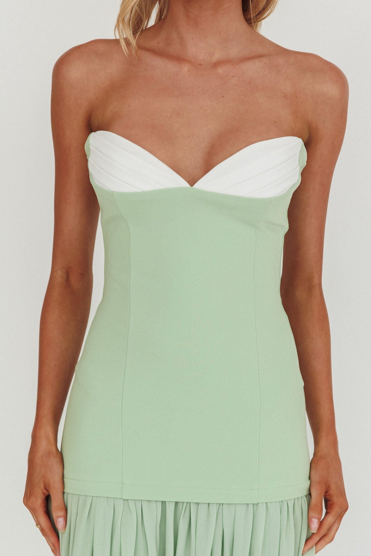 Unspoken Sweetheart Neckline Sheer Hem Maxi Dress Sage