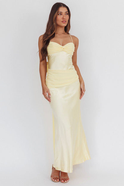 Arizona Sunset Criss-Cross Bow Back Dress Yellow