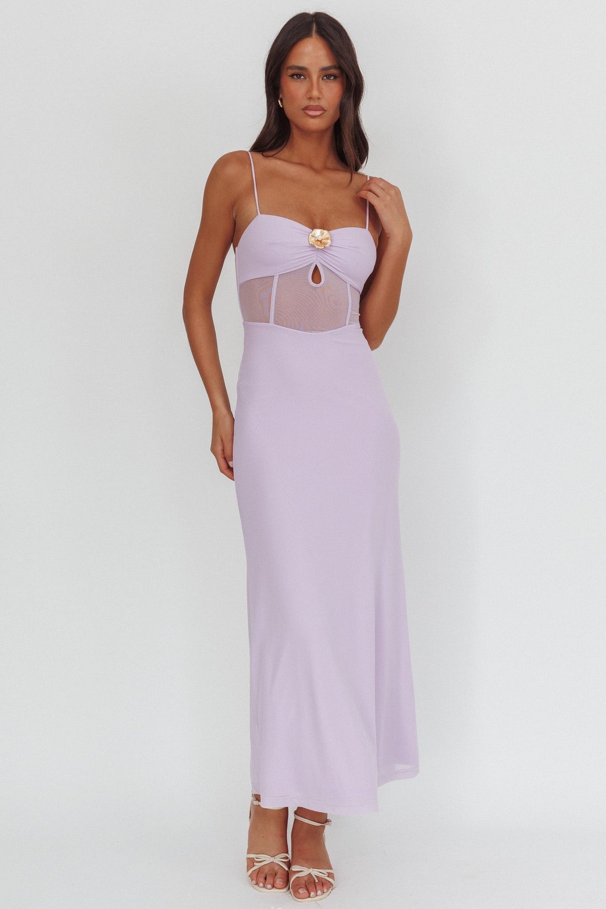 Such A Libra Sheer Bodice Maxi Dress Lilac