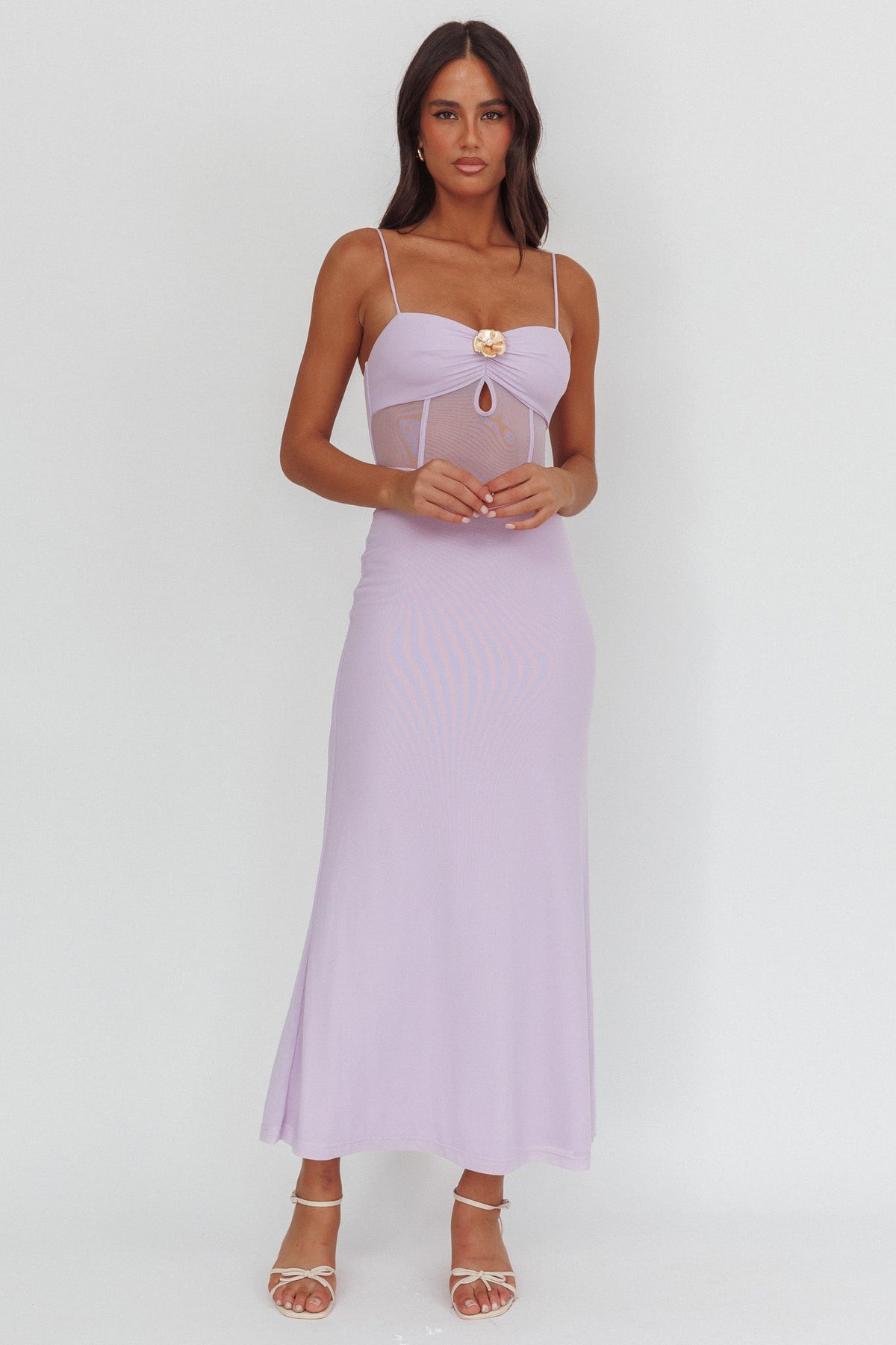 Such A Libra Sheer Bodice Maxi Dress Lilac