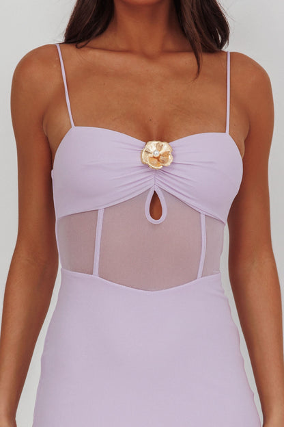Such A Libra Sheer Bodice Maxi Dress Lilac