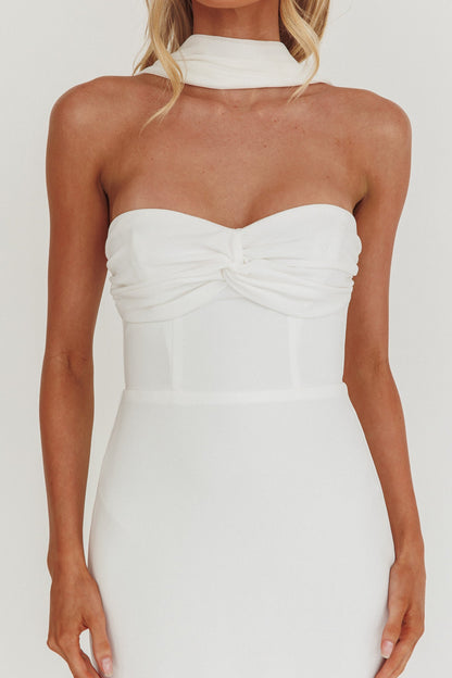 Of The Night Twist Bust Maxi Dress White