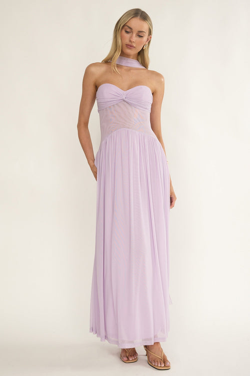 Annita Sheer Waist Maxi Dress Lilac