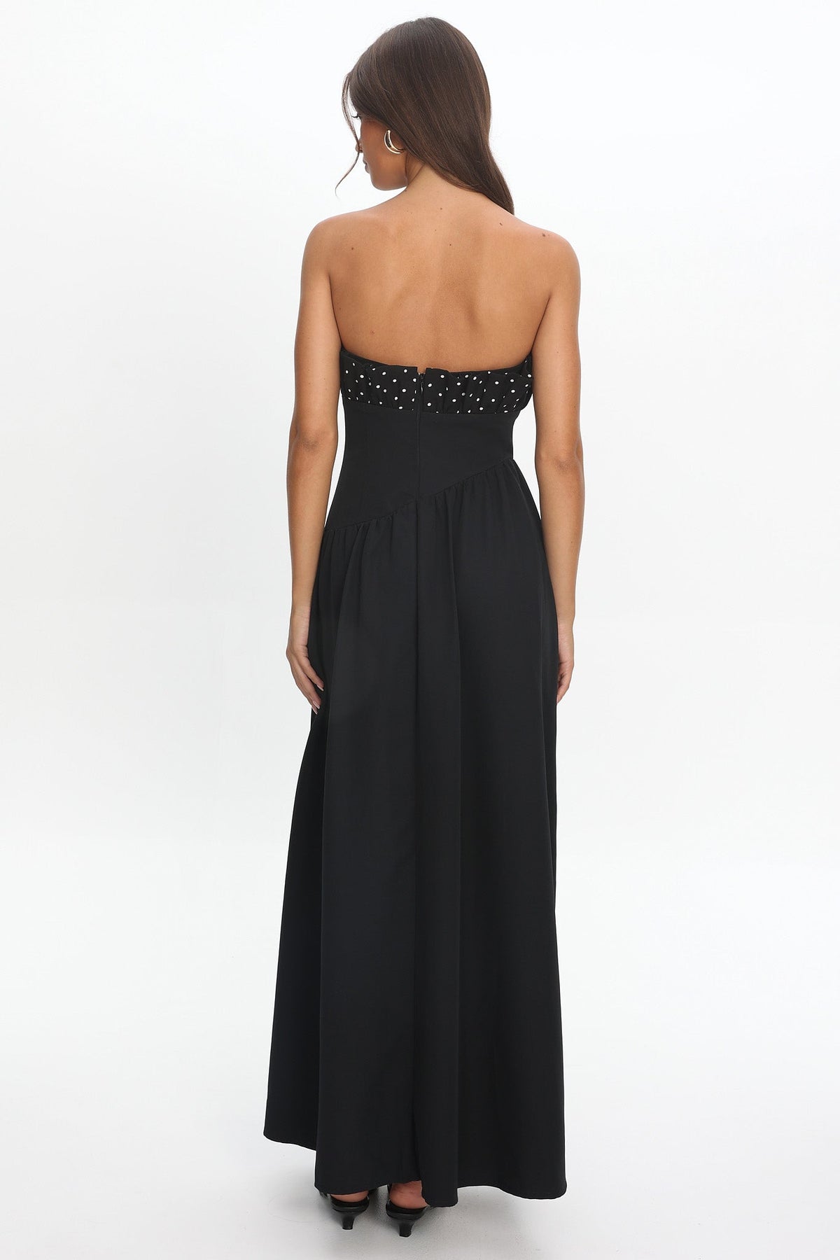 Illianah Frill Bust Asymmetric Hem Maxi Dress Black