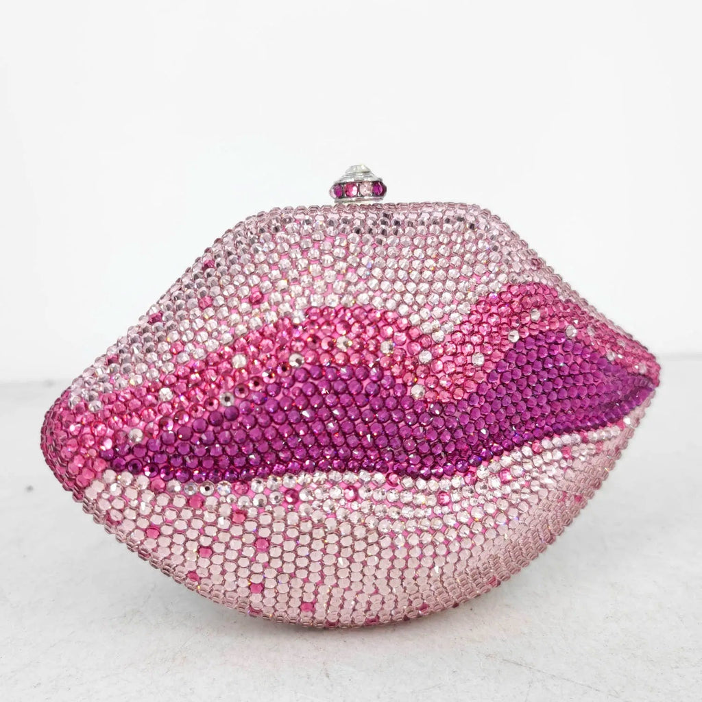 Hot Lips Rhinestones Clutch Bag