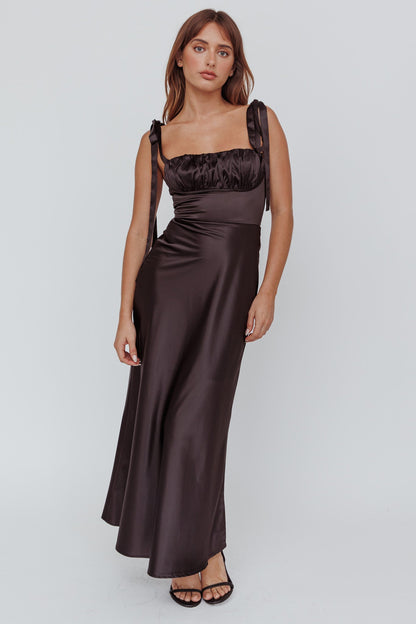 Pennelope Tied Shoulder Maxi Dress Black