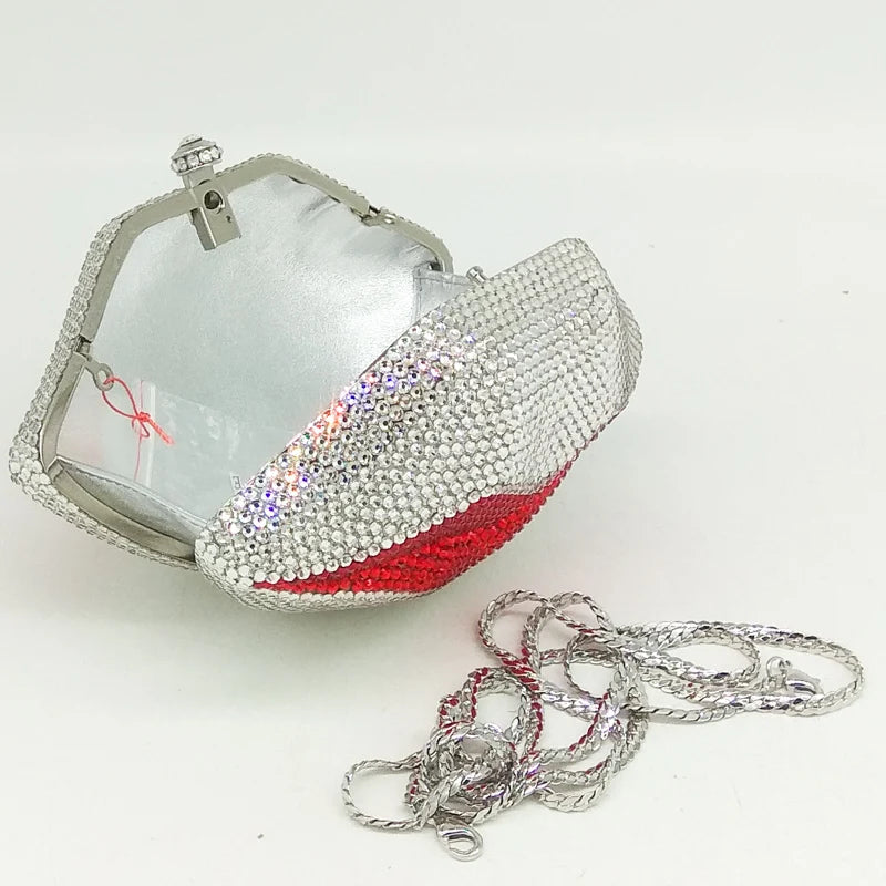 Hot Lips Rhinestones Clutch Bag
