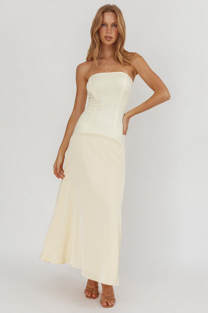 Star Avenue Strapless Drop Waist Maxi Dress Butter