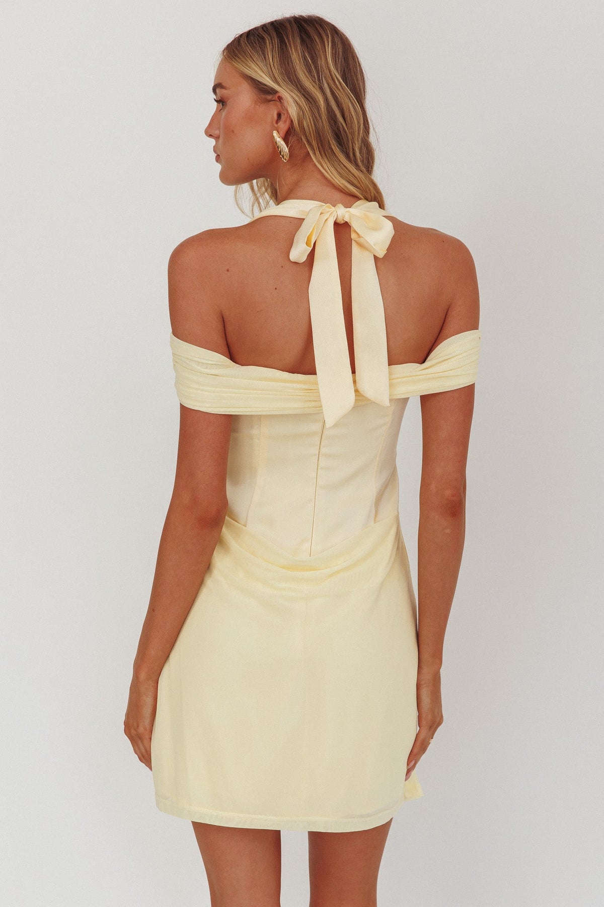 Matias Off-Shoulder Sleeve Halter Mini Dress Butter