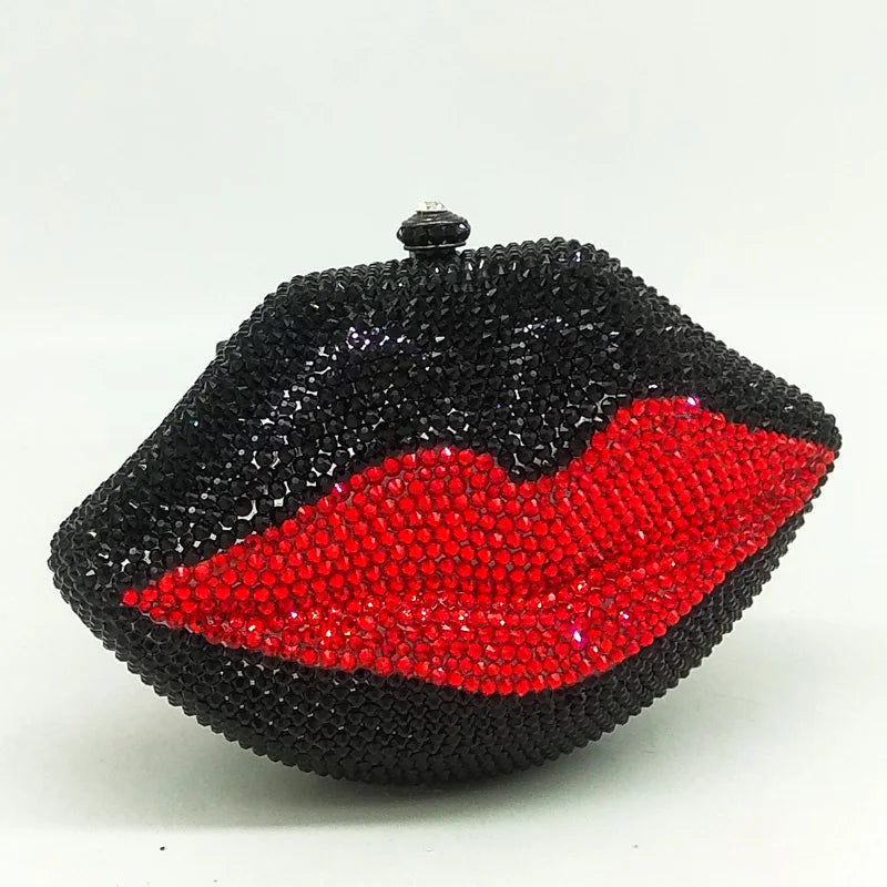 Hot Lips Rhinestones Clutch Bag
