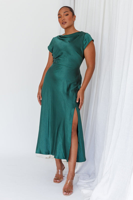 Lucinda Twist Back Midi Dress Jade