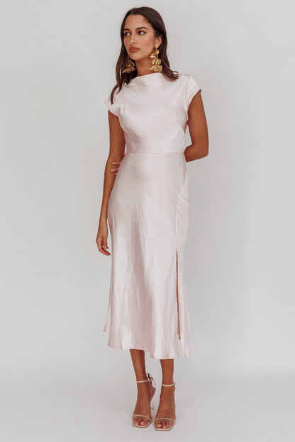 Lucinda Twist Back Midi Dress Blush