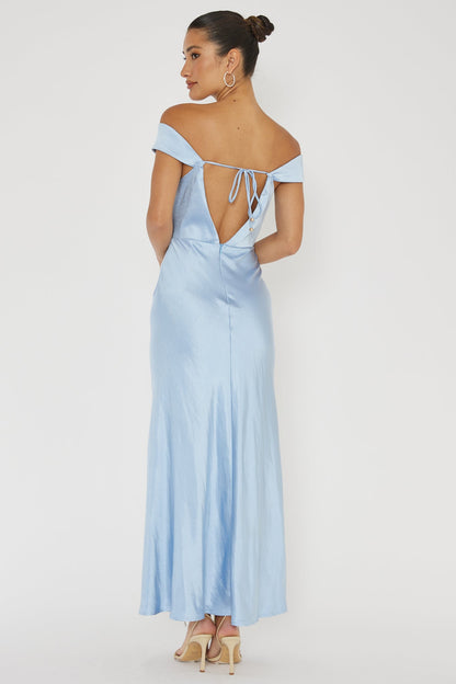 Lucinda Off-Shoulder V-Back Dress Blue