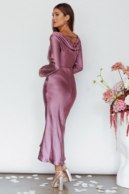 Loveland Cowl Back Midi Dress Grape