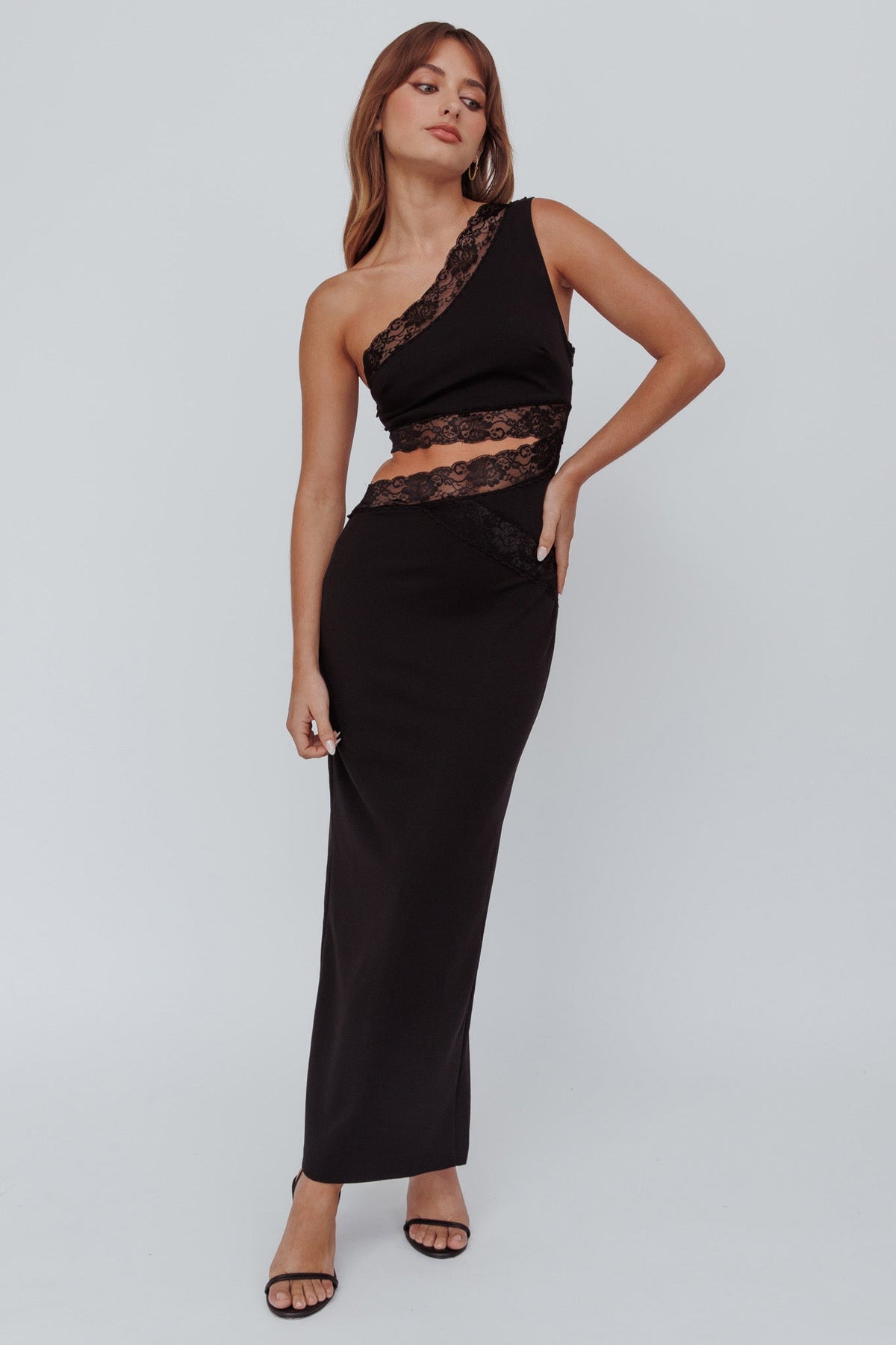 Mahli One-Shoulder Cut-Out Maxi Dress Black
