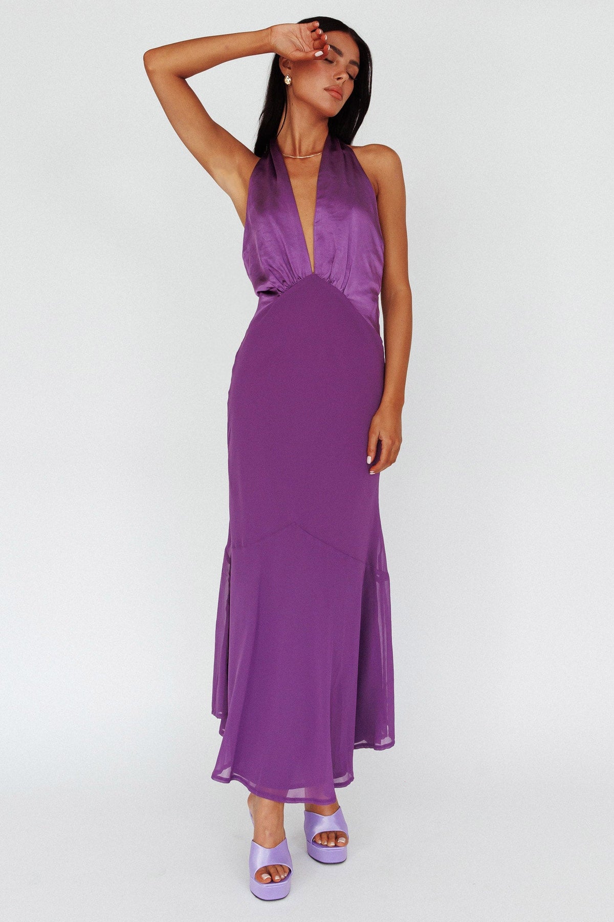 Vision Halterneck Midi Dress Violet