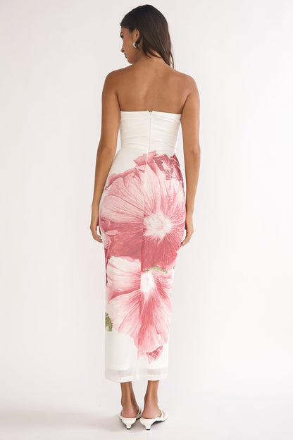 Lahita Strapless Midi Dress Hibiscus Fuchsia