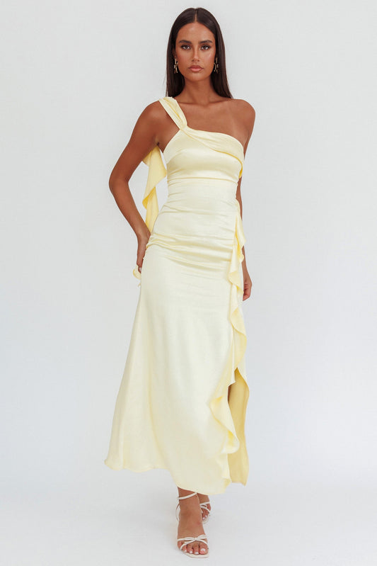 Carmel One-Shoulder Split Maxi Dress Butter
