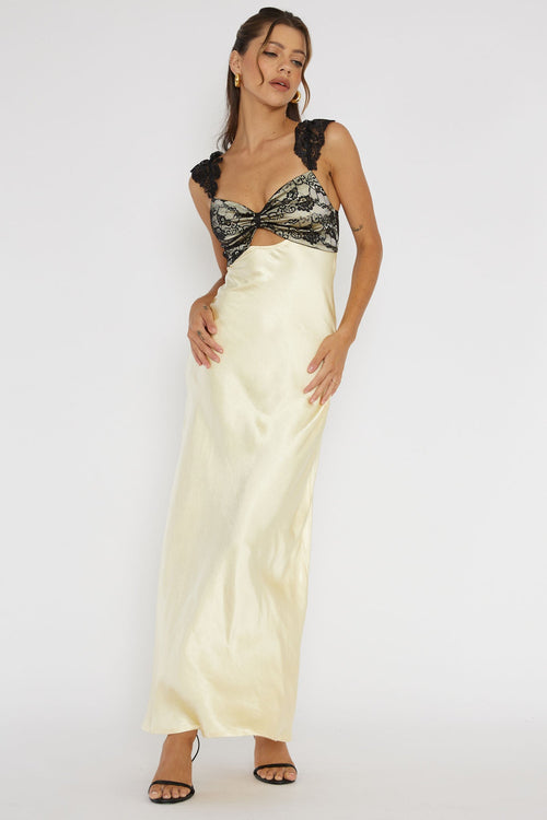 Claribel Lace Bust Maxi Dress Lemon