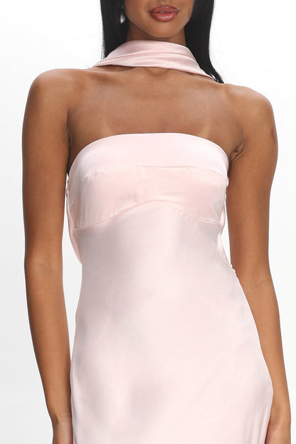 Damsel Reverse Halter Maxi Dress Blush