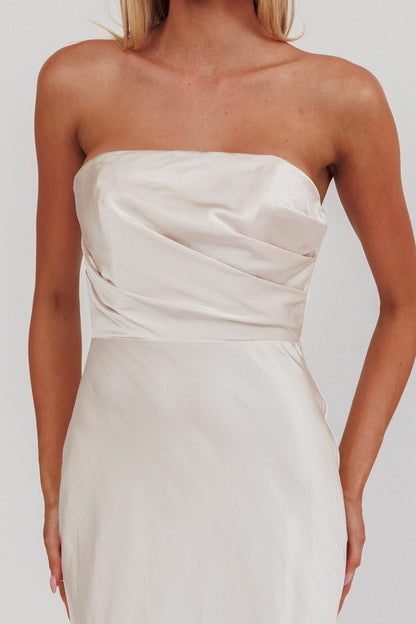 City Of Stars Strapless Maxi Dress Champagne