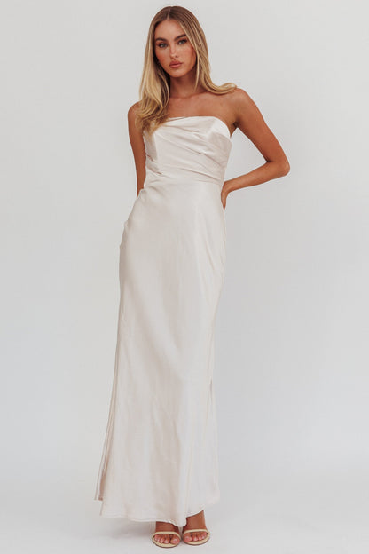 City Of Stars Strapless Maxi Dress Champagne