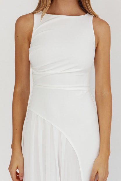 Ibis Pleat Detail Maxi Dress Off White