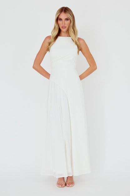 Ibis Pleat Detail Maxi Dress Off White