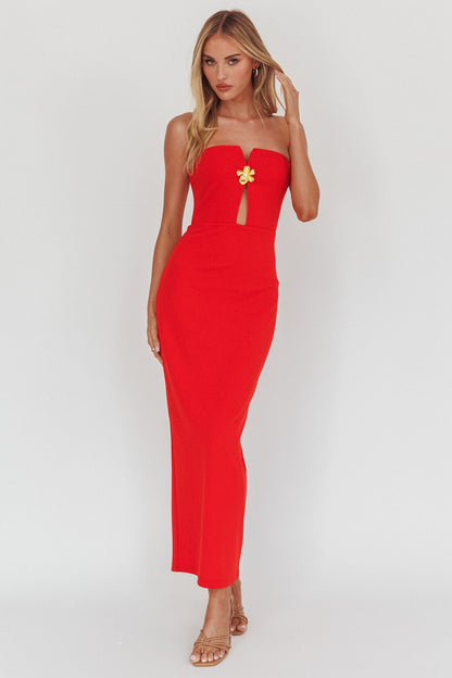 Sonrisa Strapless Cut-Out Maxi Dress Red