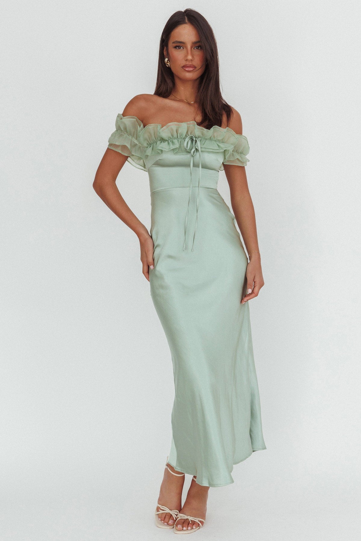 Summerfield Off-Shoulder Maxi Dress Pistachio