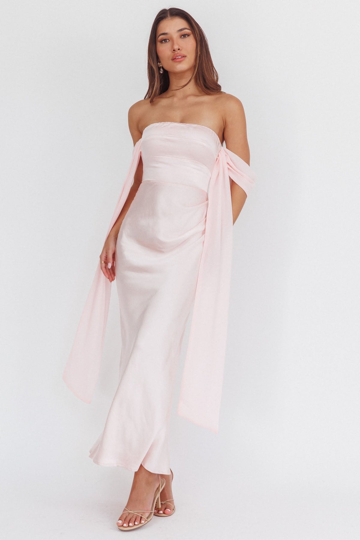 Odayah Draped Sleeve Maxi Dress Pink