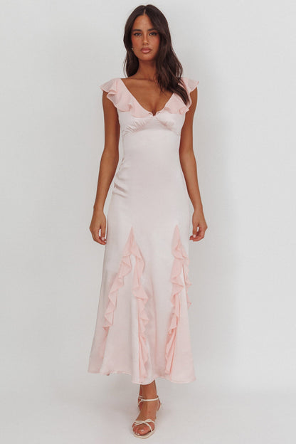 Zerai Ruffle Trimmed Maxi Dress Pink