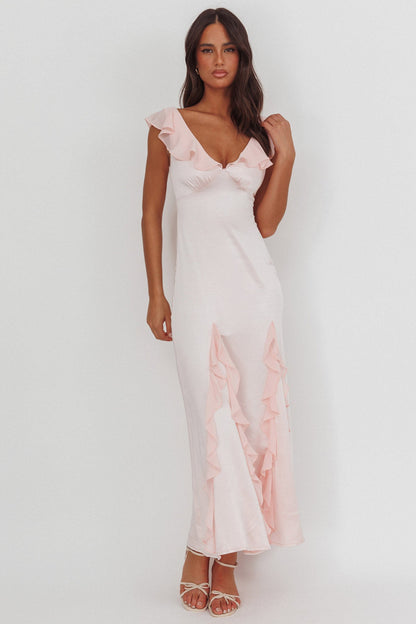 Zerai Ruffle Trimmed Maxi Dress Pink