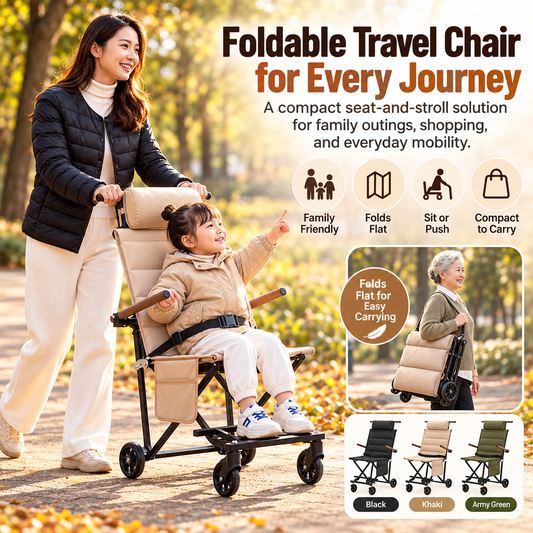 Foldable Travel Chair with Wheels