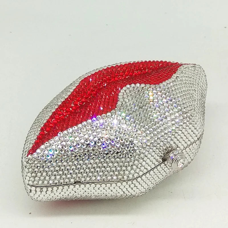 Hot Lips Rhinestones Clutch Bag